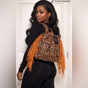 🐈NWT Vegan Leopard Backpack with Fringe🐈